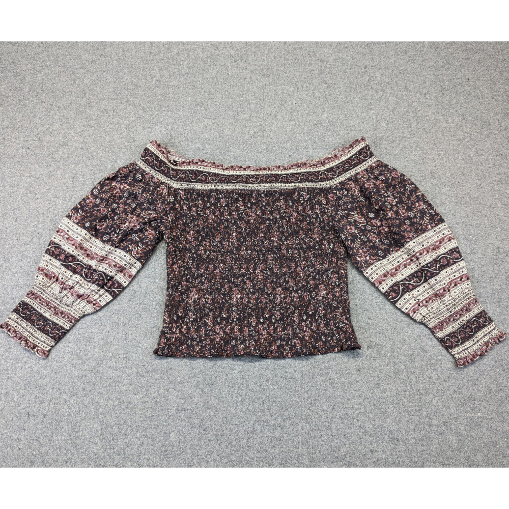 Veronica Beard Rosalinda Off-the-Shoulder Smocked Crop Top Blouse Size XS